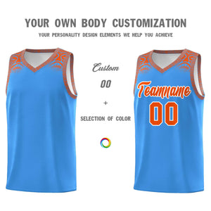 Custom Powder Blue Orange Personalized Indians Print Sets Sports Uniform Basketball Jersey