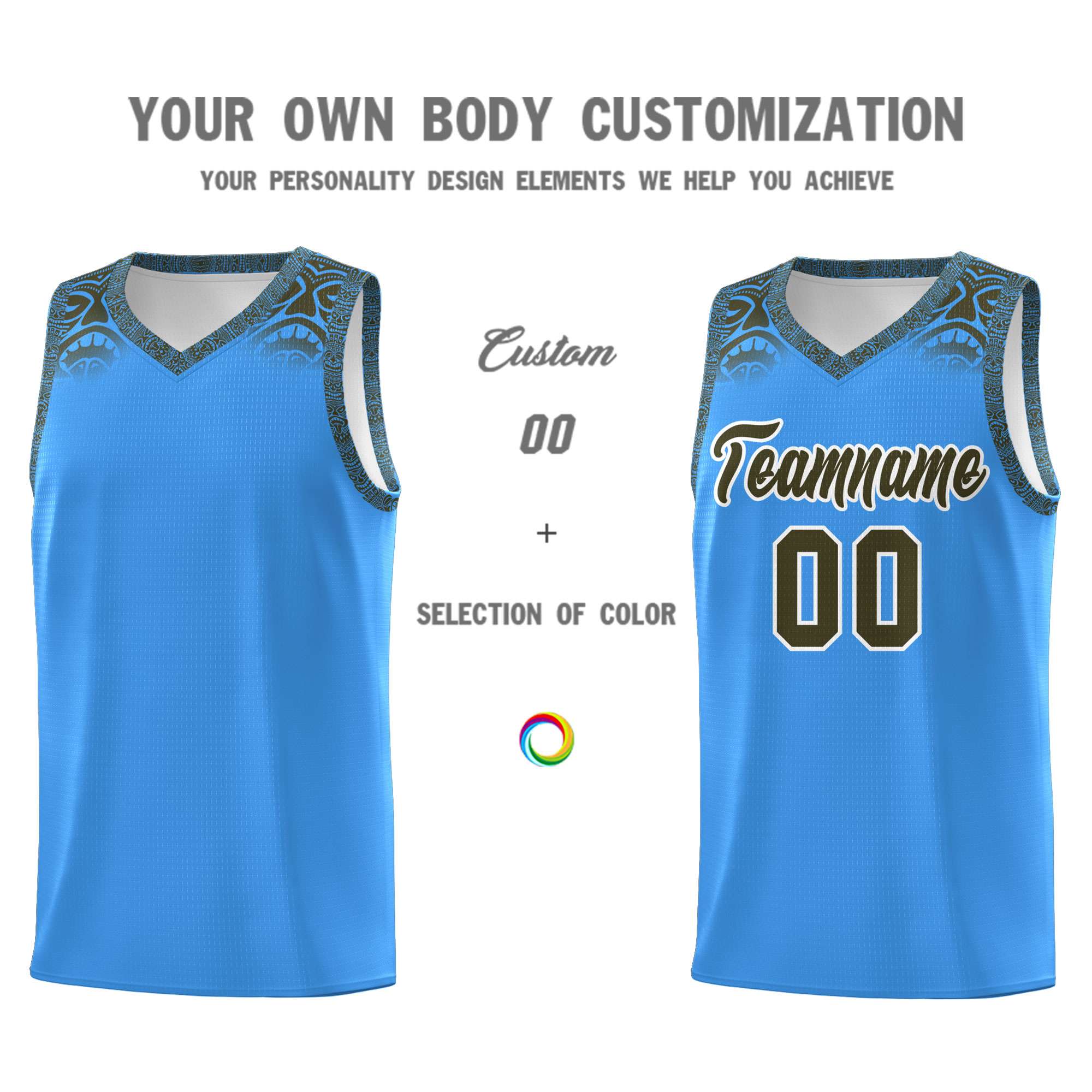 Custom Powder Blue Olive Personalized Indians Print Sets Sports Uniform Basketball Jersey