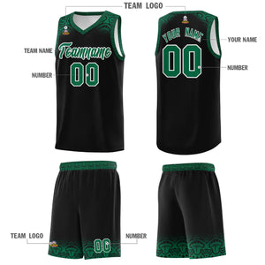 Custom Black Kelly Green Personalized Indians Print Sets Sports Uniform Basketball Jersey