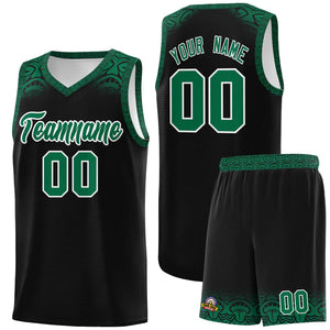 Custom Black Kelly Green Personalized Indians Print Sets Sports Uniform Basketball Jersey