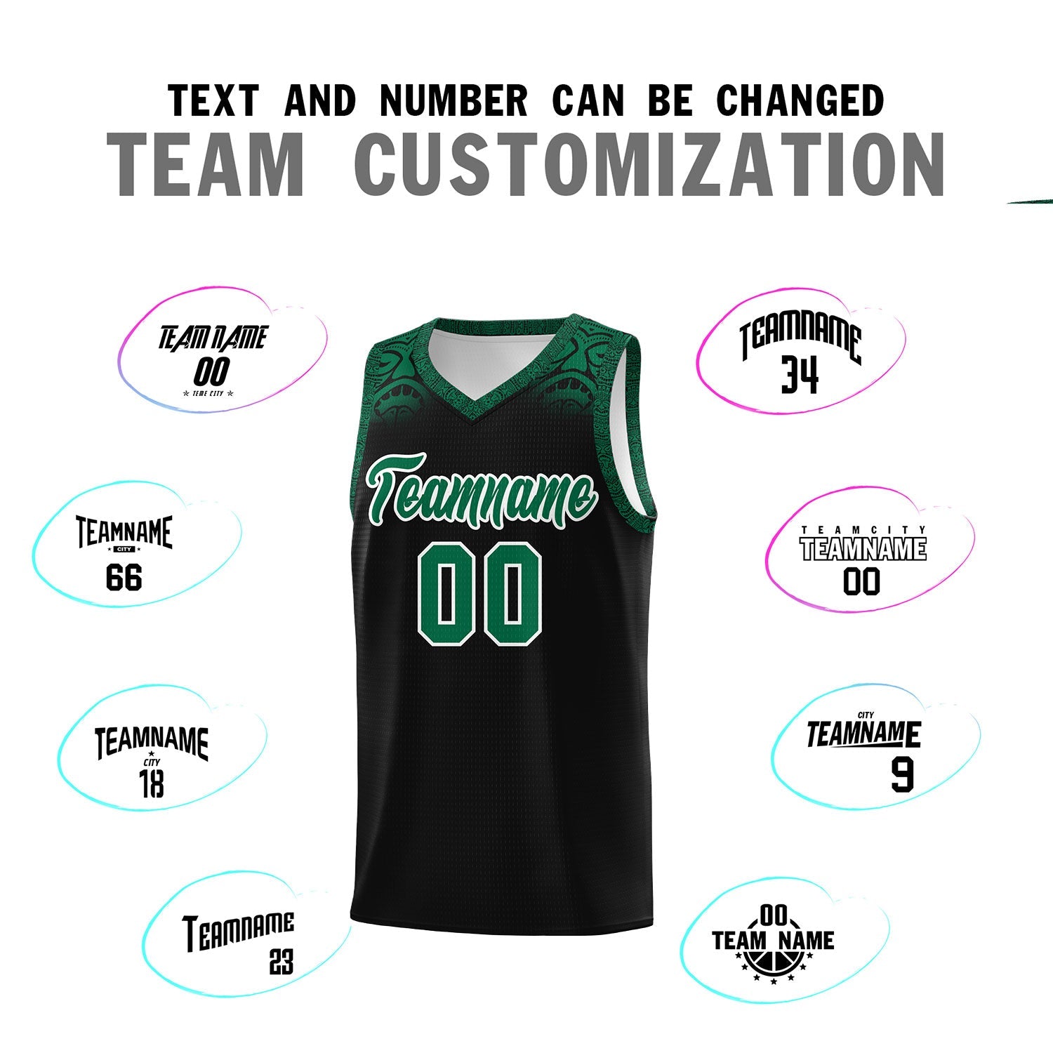 Custom Black Kelly Green Personalized Indians Print Sets Sports Uniform Basketball Jersey