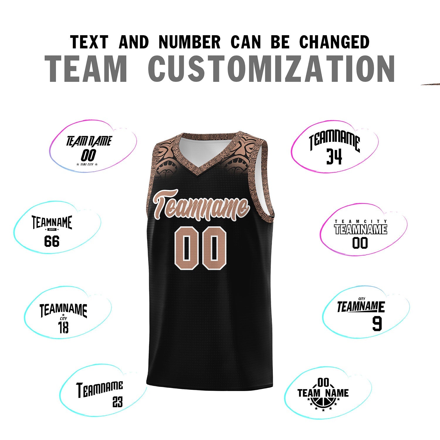 Custom Black Teabrown Personalized Indians Print Sets Sports Uniform Basketball Jersey