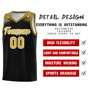 Custom Black Yellow Personalized Indians Print Sets Sports Uniform Basketball Jersey