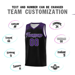 Custom Black Purple Personalized Indians Print Sets Sports Uniform Basketball Jersey