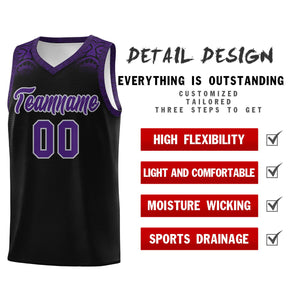 Custom Black Purple Personalized Indians Print Sets Sports Uniform Basketball Jersey