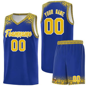 Custom Royal Gold Personalized Indians Print Sets Sports Uniform Basketball Jersey