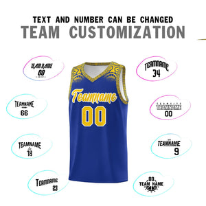 Custom Royal Gold Personalized Indians Print Sets Sports Uniform Basketball Jersey