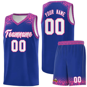 Custom Royal Pink Personalized Indians Print Sets Sports Uniform Basketball Jersey