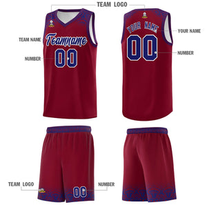 Custom Crimson Royal Personalized Indians Print Sets Sports Uniform Basketball Jersey