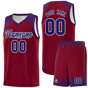 Custom Crimson Royal Personalized Indians Print Sets Sports Uniform Basketball Jersey