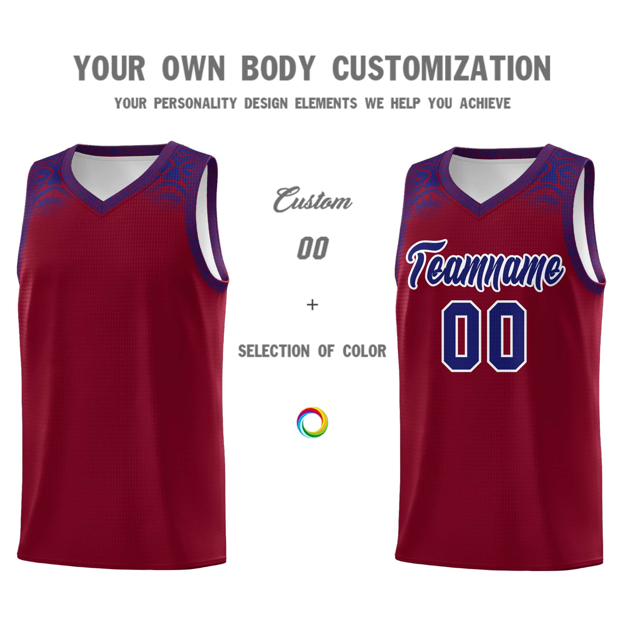 Custom Crimson Royal Personalized Indians Print Sets Sports Uniform Basketball Jersey