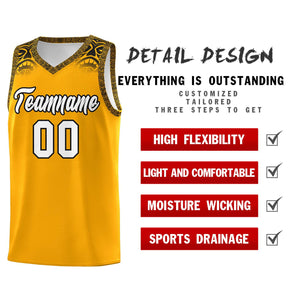 Custom Yellow Black Personalized Indians Print Sets Sports Uniform Basketball Jersey