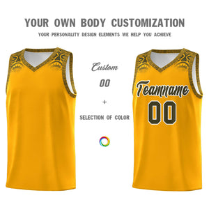 Custom Yellow Olive Personalized Indians Print Sets Sports Uniform Basketball Jersey