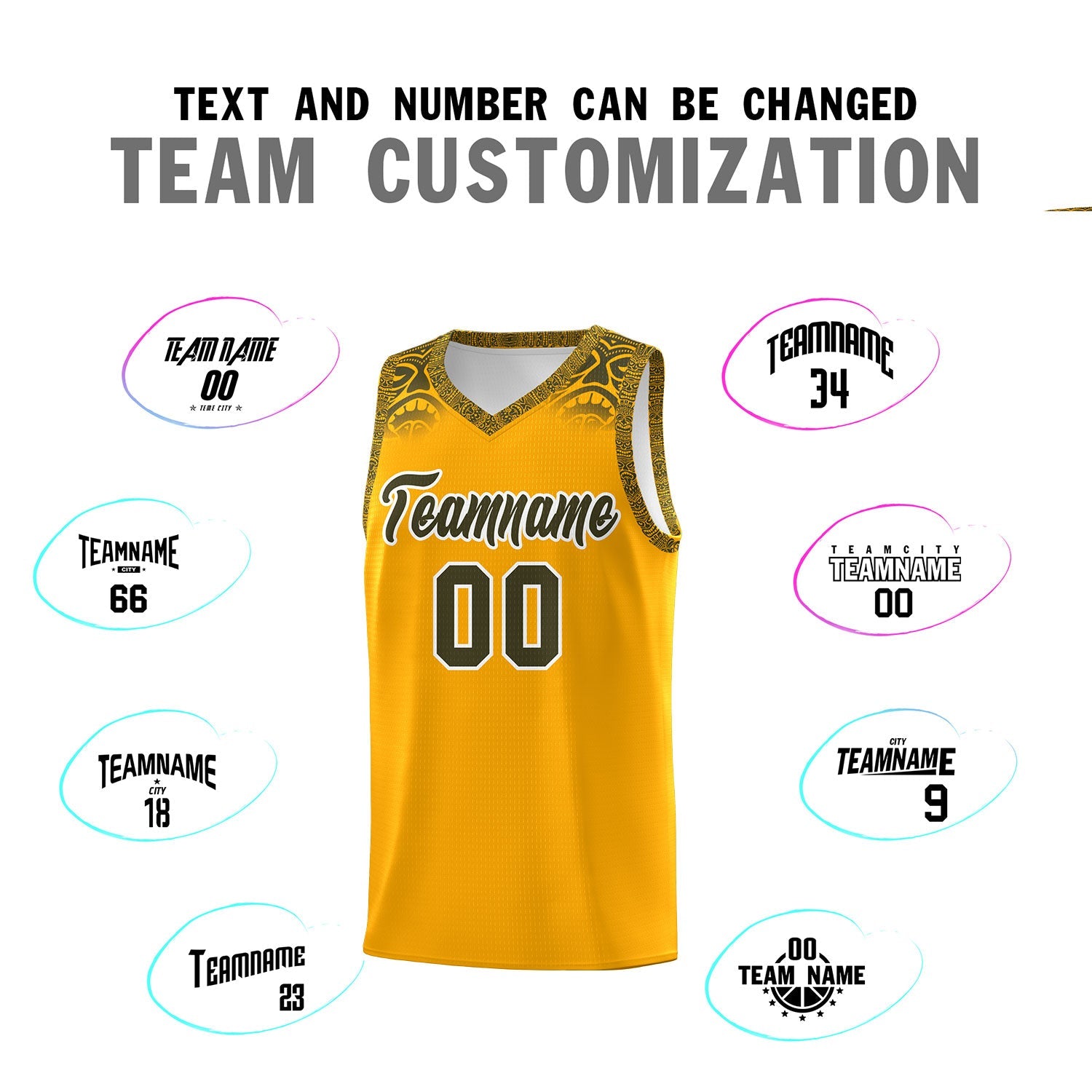 Custom Yellow Olive Personalized Indians Print Sets Sports Uniform Basketball Jersey