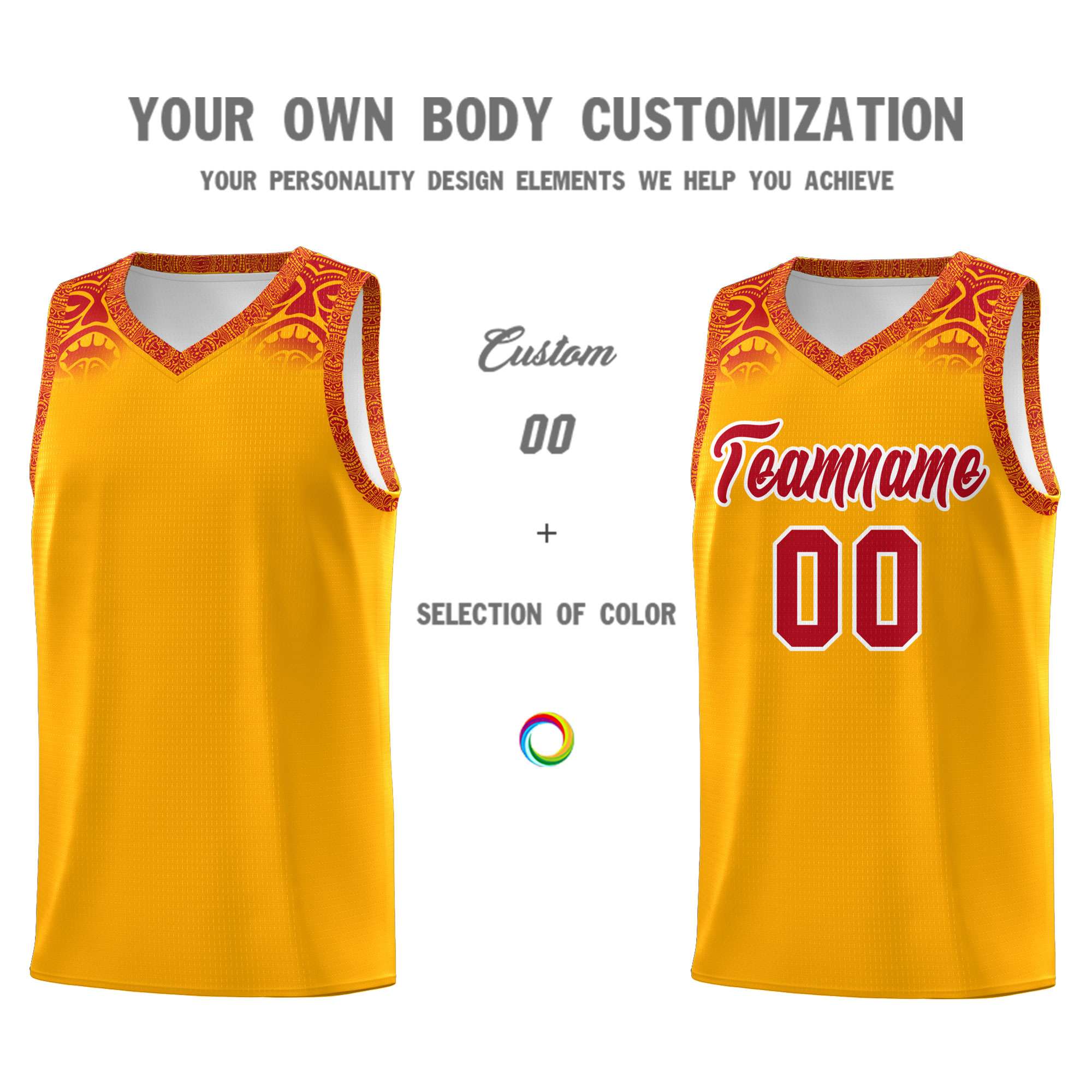 Custom Yellow Red Personalized Indians Print Sets Sports Uniform Basketball Jersey