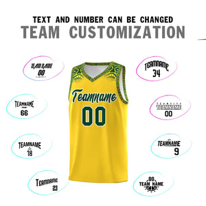 Custom Gold Green Personalized Indians Print Sets Sports Uniform Basketball Jersey