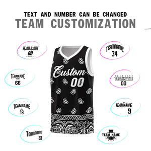 Custom Black White Personalized Cashew Pattern Sports Uniform Basketball Jersey