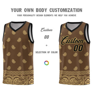 Custom Light Brown Khaki Personalized Cashew Pattern Sports Uniform Basketball Jersey