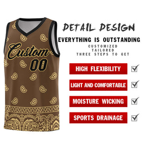 Custom Light Brown Khaki Personalized Cashew Pattern Sports Uniform Basketball Jersey