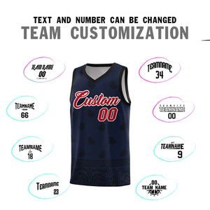 Custom Navy Black Personalized Cashew Pattern Sports Uniform Basketball Jersey