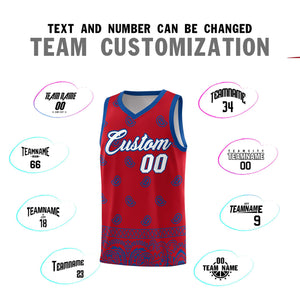 Custom Red Royal Personalized Cashew Pattern Sports Uniform Basketball Jersey