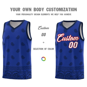 Custom Royal Navy Personalized Cashew Pattern Sports Uniform Basketball Jersey