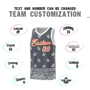 Custom Dark Gray White Personalized Cashew Pattern Sports Uniform Basketball Jersey