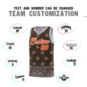 Custom Brown Gray Personalized Cashew Pattern Sports Uniform Basketball Jersey