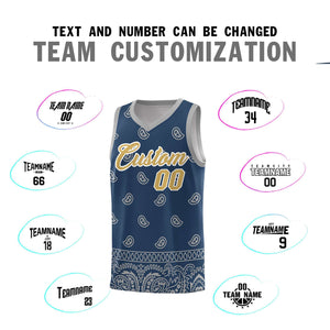 Custom Midnight Blue Gray Personalized Cashew Pattern Sports Uniform Basketball Jersey