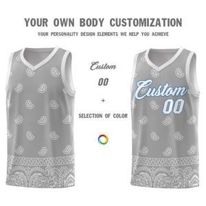 Custom Gray Light Gray Personalized Cashew Pattern Sports Uniform Basketball Jersey