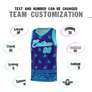 Custom Royal Bright Green Personalized Cashew Pattern Sports Uniform Basketball Jersey