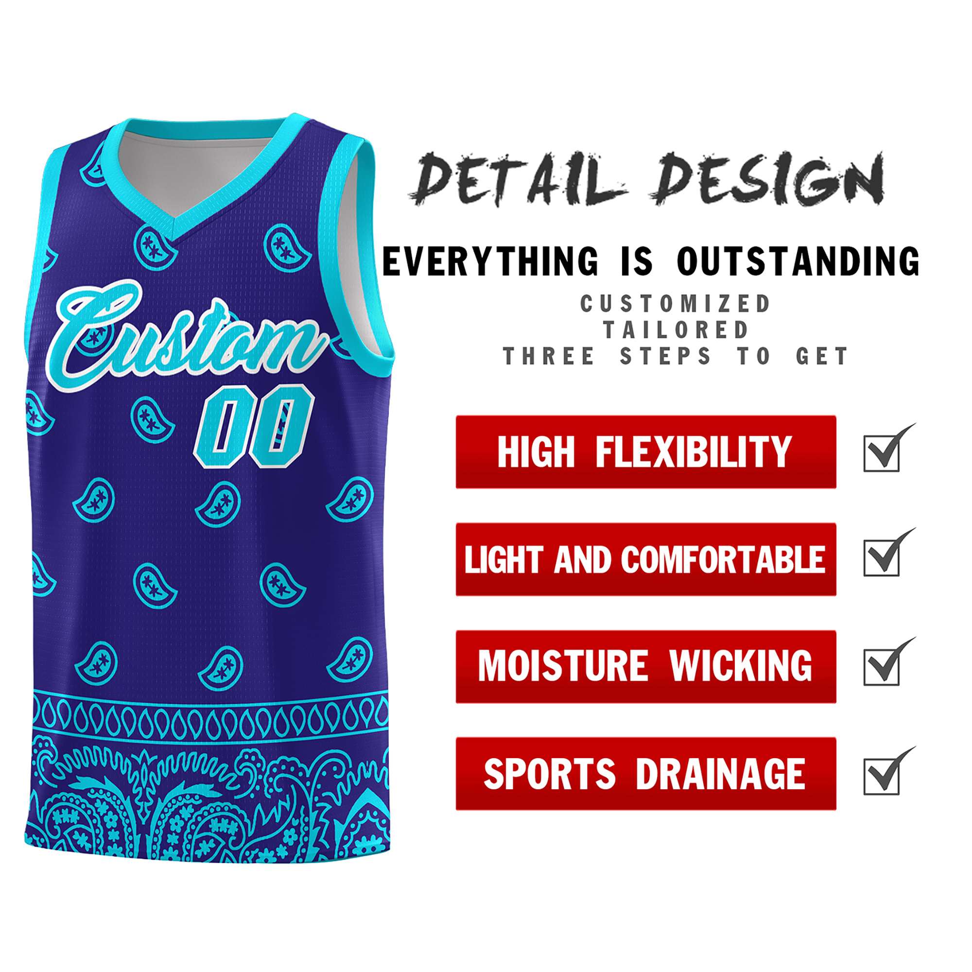 Custom Royal Bright Green Personalized Cashew Pattern Sports Uniform Basketball Jersey