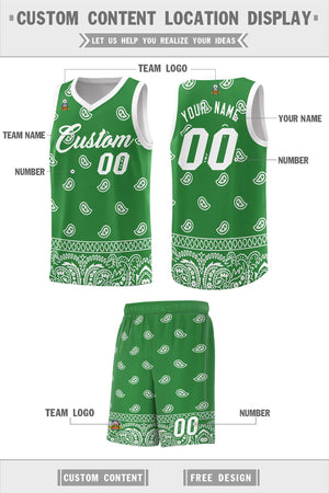 Custom Teal White Personalized Cashew Pattern Sports Uniform Basketball Jersey