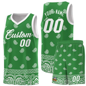 Custom Teal White Personalized Cashew Pattern Sports Uniform Basketball Jersey