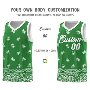 Custom Teal White Personalized Cashew Pattern Sports Uniform Basketball Jersey