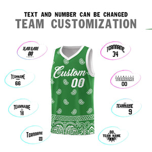 Custom Teal White Personalized Cashew Pattern Sports Uniform Basketball Jersey