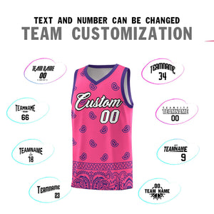 Custom Pink Purple Personalized Cashew Pattern Sports Uniform Basketball Jersey