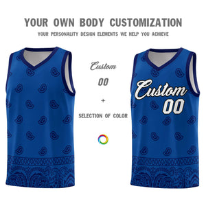 Custom Royal Navy Personalized Cashew Pattern Sports Uniform Basketball Jersey