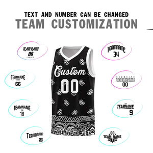 Custom Black White Personalized Cashew Pattern Sports Uniform Basketball Jersey