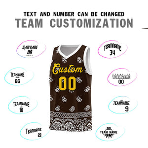 Custom Brown White Personalized Cashew Pattern Sports Uniform Basketball Jersey