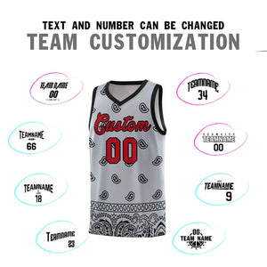 Custom Gray Black Personalized Cashew Pattern Sports Uniform Basketball Jersey