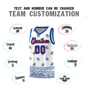 Custom White Royal Personalized Cashew Pattern Sports Uniform Basketball Jersey