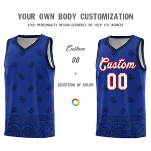 Custom Royal Navy Personalized Cashew Pattern Sports Uniform Basketball Jersey