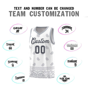 Custom White Gray Personalized Cashew Pattern Sports Uniform Basketball Jersey