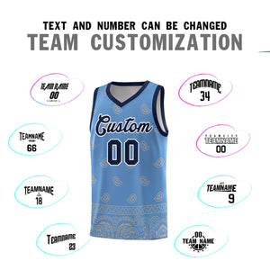 Custom Light Blue Gray Personalized Cashew Pattern Sports Uniform Basketball Jersey