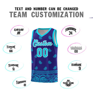 Custom Royal Bright Green Personalized Cashew Pattern Sports Uniform Basketball Jersey