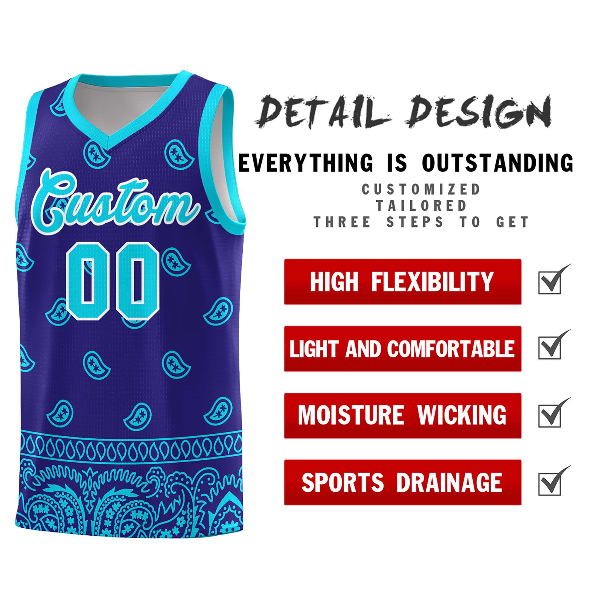 Custom Royal Bright Green Personalized Cashew Pattern Sports Uniform Basketball Jersey