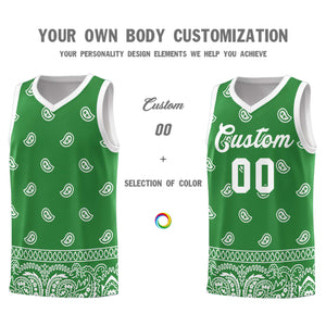 Custom Teal White Personalized Cashew Pattern Sports Uniform Basketball Jersey