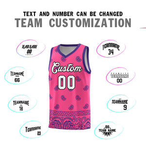 Custom Pink Purple Personalized Cashew Pattern Sports Uniform Basketball Jersey