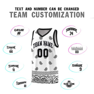 Custom White Black Personalized Cashew Pattern Sports Uniform Basketball Jersey